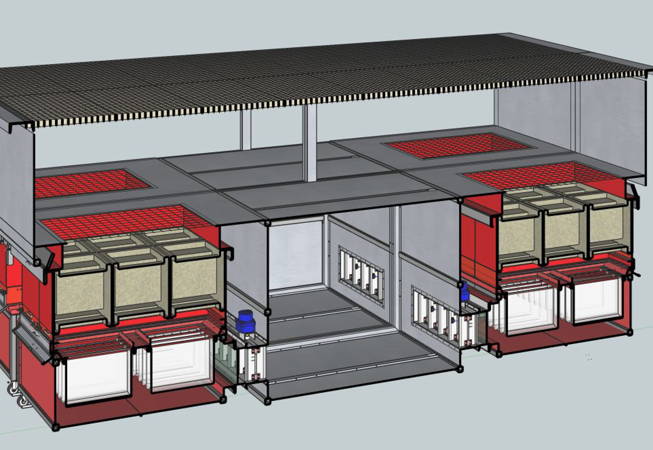 taikisha i-dry cardboard filter paint booth sketch